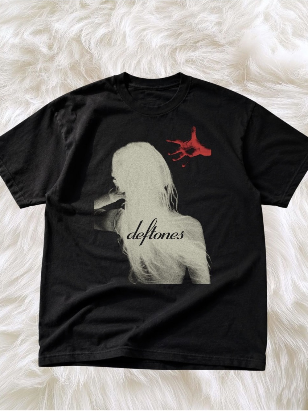 Gildan Black Deftones Graphic Tee with White and Red Accent